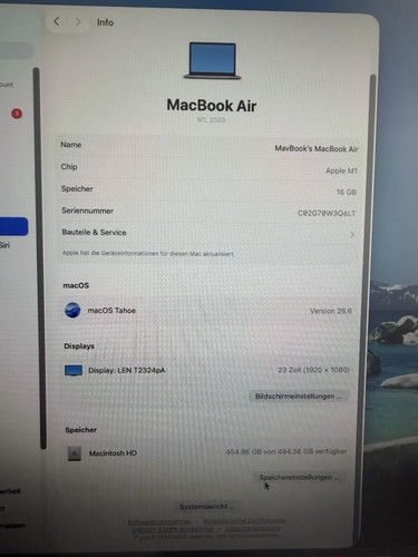 Macbook air 2020 - m1, gb